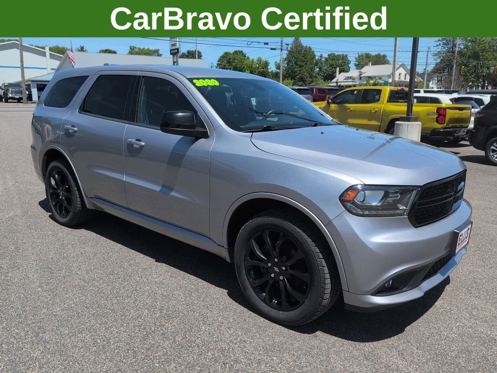 2020 Dodge Durango SXT Plus AWD in Silver — front three-quarter view