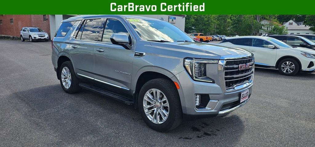 2023 GMC Yukon SLT in Sterling Metallic — front three-quarter view